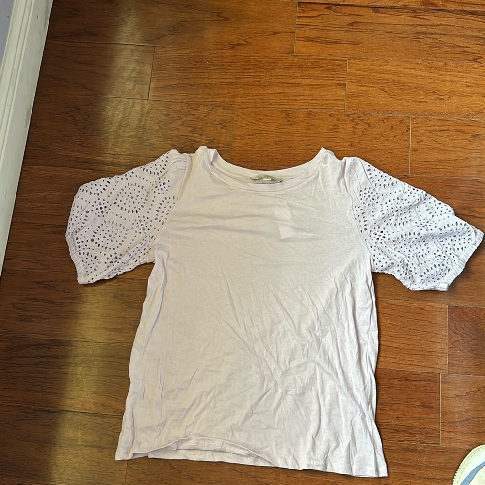 Loft lilac purple puff sleeve top size medium